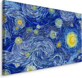 Peinture - Nuit étoilée dans le style de Vincent van Gogh, bleu/jaune, 4 tailles, impression sur toile