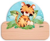 naambord tijger junior 12 x 17 cm hout oranje/lichtbruin