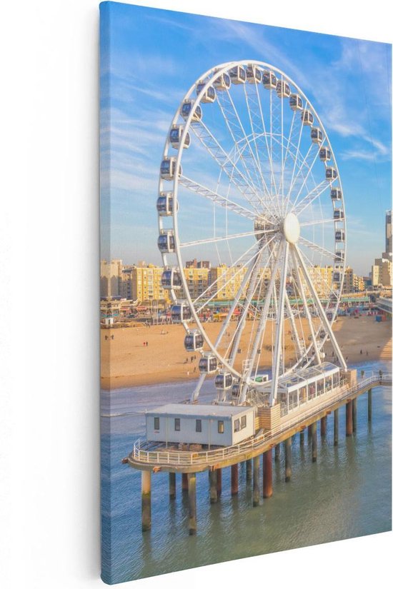 Artaza Canvas Schilderij Scheveningen Pier met de Ferris Wheel - Reuzenrad - 40x60 - Poster Foto op Canvas - Canvas Print