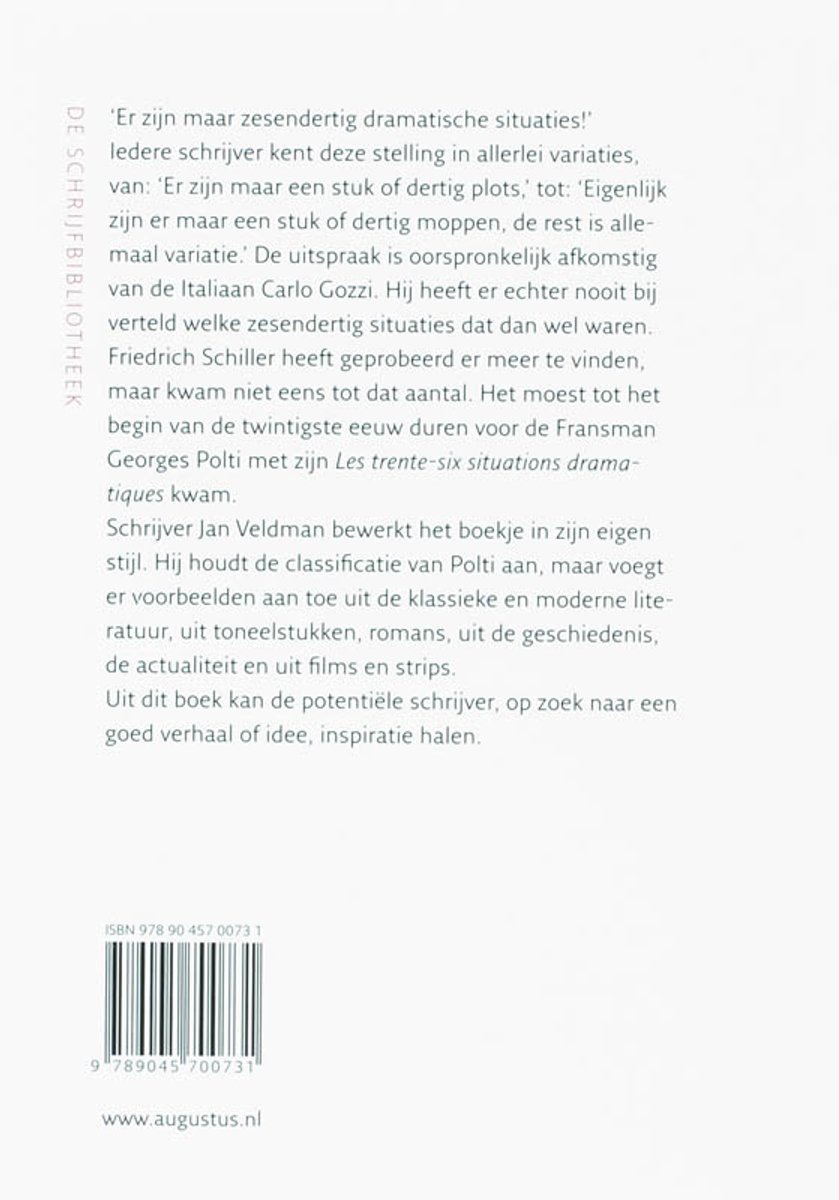 De schrijfbibliotheek - De 36 dramatische situaties - back cover