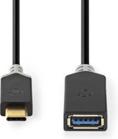Nedis USB-C Adapter - USB 3.2 Gen 1 - USB-C Male - USB-A Female - 5 Gbps - 0.15 m - Rond - Vernikkeld - PVC - Antraciet - Doos