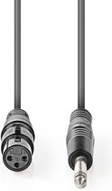 Nedis Ongebalanceerde Audiokabel - XLR 3-Pins Female - 6,35 mm Male - Vernikkeld - 1.50 m - Rond - PVC - Donkergrijs - Kartonnen Sleeve