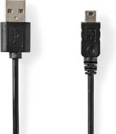 USB-Kabel | USB 2.0 | USB-A Male | USB Mini-B 5-Pins Male | 480 Mbps | Vernikkeld | 2.00 m | Rond | PVC | Zwart | Label