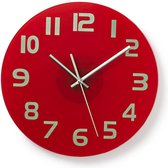Horloge murale ronde | Diamètre 30 cm | Numéros faciles à lire | Rouge vif