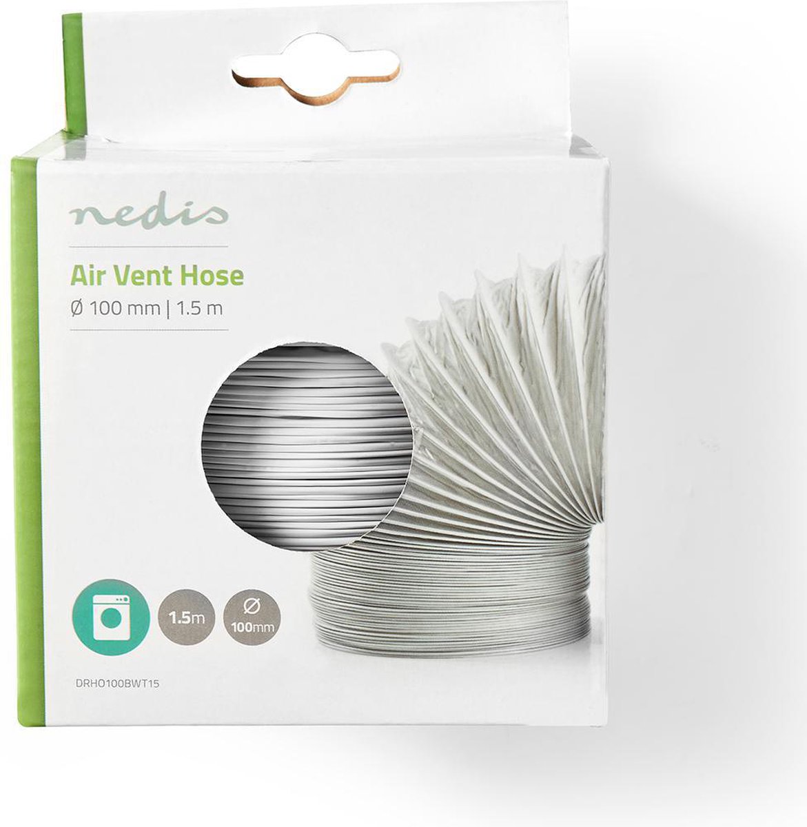 Nedis PVC Luchtafvoerslang - 100 mm - 1.50 m - Geschikt voor: Luchtventilatie / Wasdrogers - Wit — afbeelding 3