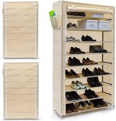 Relaxdays 3 x schoenenrek VALENTIN - 9 etages - stofkast - schoenenkast - rek - beige