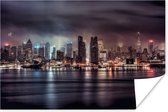 Poster De skyline van New York in de nacht - 30x20 cm