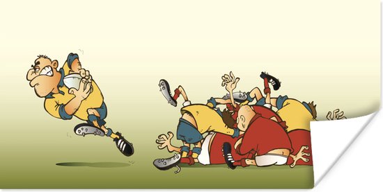 Poster Een illustratie van een actie bij rugby - 80x40 cm