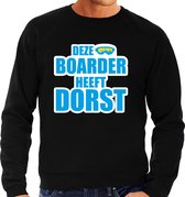 Apres ski trui Deze snowboarder heeft dorst zwart  heren - Wintersport sweater - Foute apres ski outfit/ kleding/ verkleedkleding S
