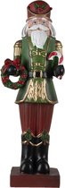 Clayre & Eef Kerstdecoratie Beeld Notenkraker 17*10*47cm Groen, Rood Kunststof Decoratief Figuur Decoratieve Accessoires Woonaccessoires
