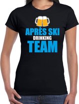 Apres ski t-shirt Apres ski drinking team bier zwart  dames - Wintersport shirt - Foute apres ski outfit/ kleding/ verkleedkleding M