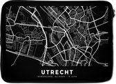 Laptophoes 14 inch - Utrecht - Kaart - Zwart - Laptop sleeve - Binnenmaat 34x23,5 cm - Zwarte achterkant