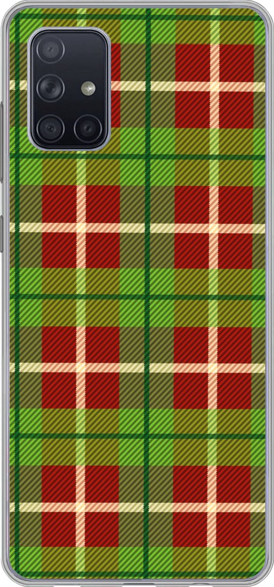 Telefoonhoesje Geschikt voor Samsung Galaxy A51 5G hoesje - Plaid - Groen - Rood - Patroon - Siliconen Telefoonhoesje Telefoonhoesje