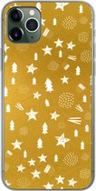 Geschikt voor iPhone 11 Pro Max hoesje - Kerst - Feest - Goud - Siliconen Telefoonhoesje