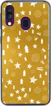 Geschikt voor Samsung Galaxy A40 hoesje - Kerst - Feest - Goud - Siliconen Telefoonhoesje