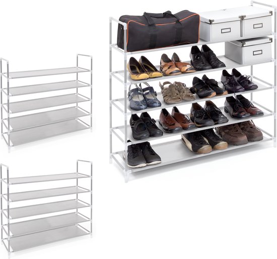 KKTONER Schoenenrek met bank, bamboe, schoenenrek met 2 etages, 70 x 28 x 45 cm, schoenenkast