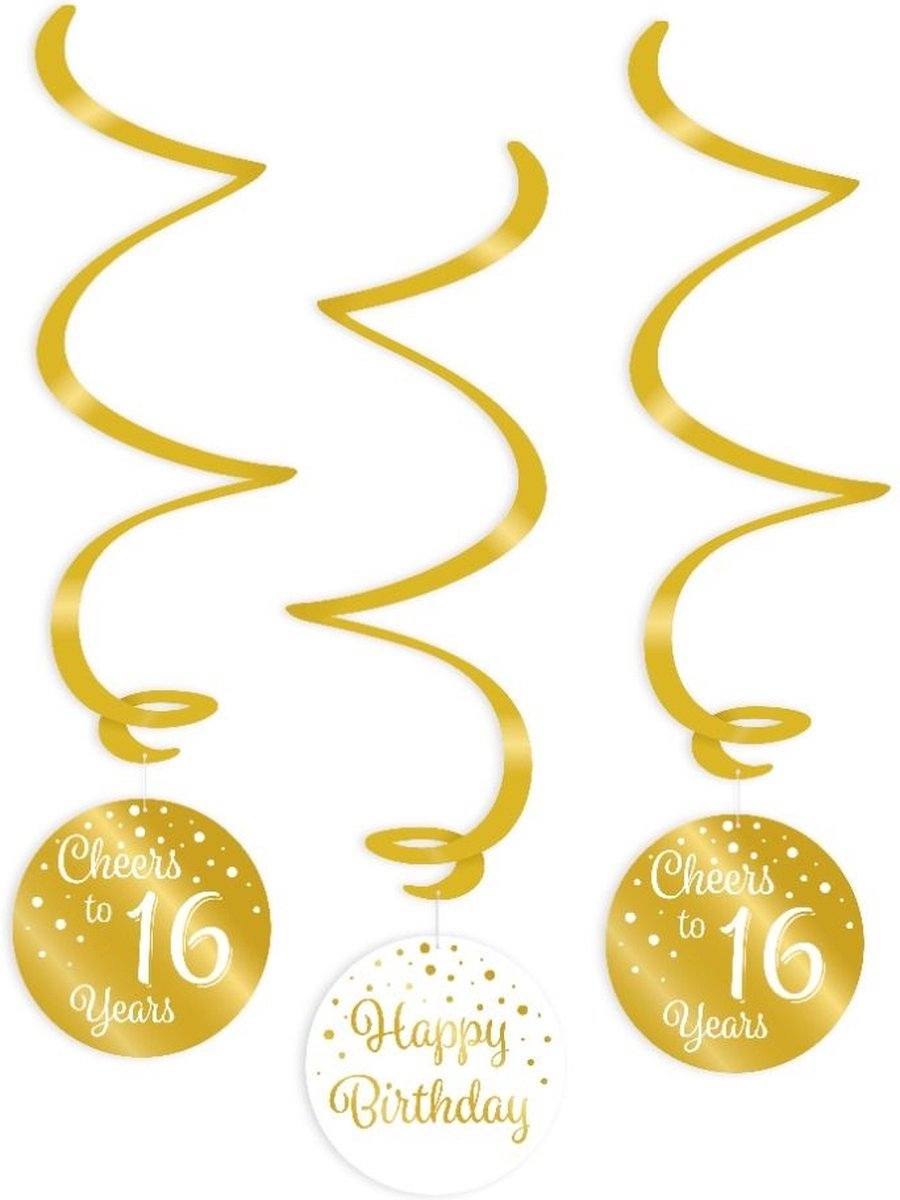 Swirl decorations gold/white - 16