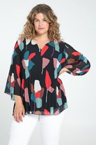 Paprika Dames Plisséblouse met abstracte print - Outdoorblouse - Maat 52