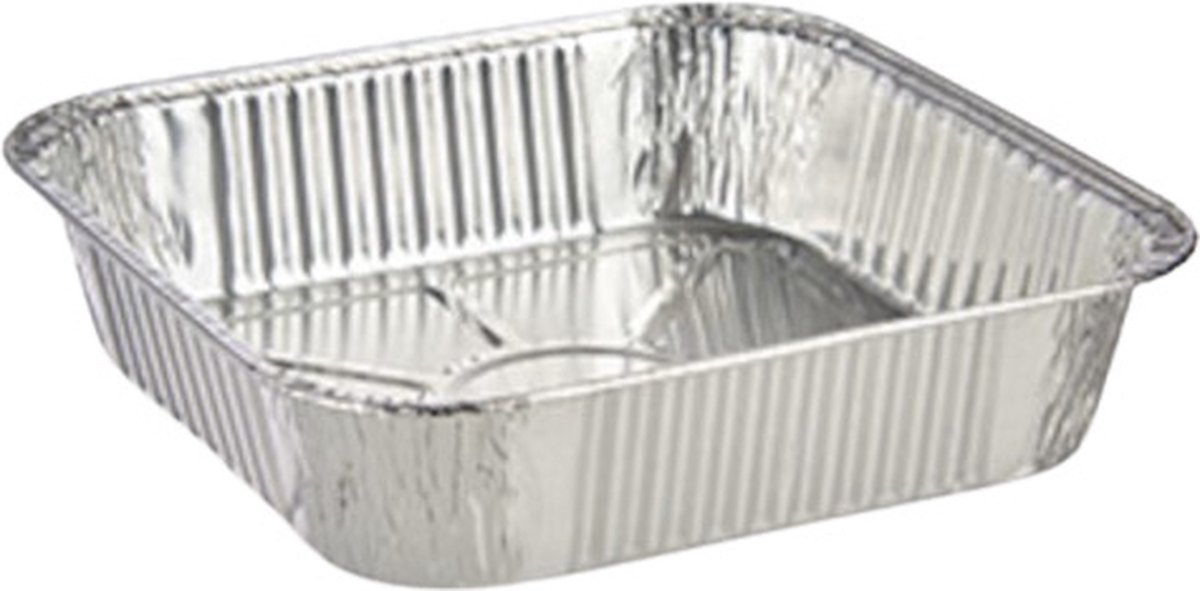 Kinvara Aluminiumbakje - Set van 6 - 20,5x20,5x4,5 - Kapsalon Bakje - Prep Meal - Take Away - Wegwerp Aluminium Bakjes