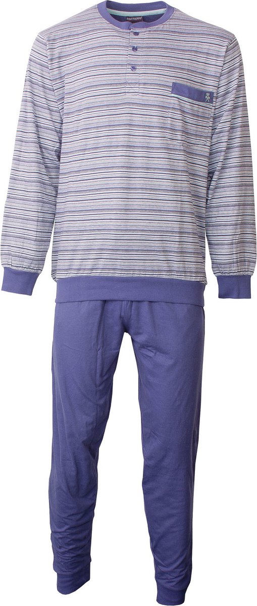 Paul Hopkins Heren Pyjama - Strepen - Borstzakje - Blauw - Maat S