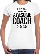 This is what an awesome coach looks like cadeau t-shirt wit - dames - beroepen / cadeau shirt M