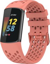 Bandje Voor Fitbit Charge 5 - Sport Point Band - Roze - One Size - Horlogebandje, Armband