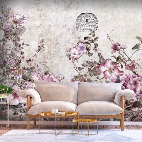 147cm X 105cm - Zelfklevend fotobehang -  Weide Bloemen  , Premium Print