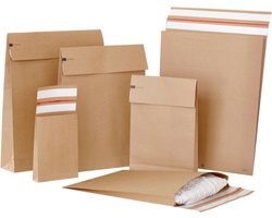 Specipack Kraft Verzendzak - Green E-commerce Blokbodem Mailer - 350 x 450 x 80 mm - 120 g/m2 - Dubbele Kleefstrip - Doos 200 enveloppen