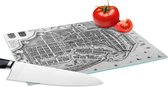 Planche à découper en Verres - Planches à découper - Plan de la ville historique d'Enkhuizen en Hollande du Nord - noir et blanc - Planches à découper en Glas - Carte