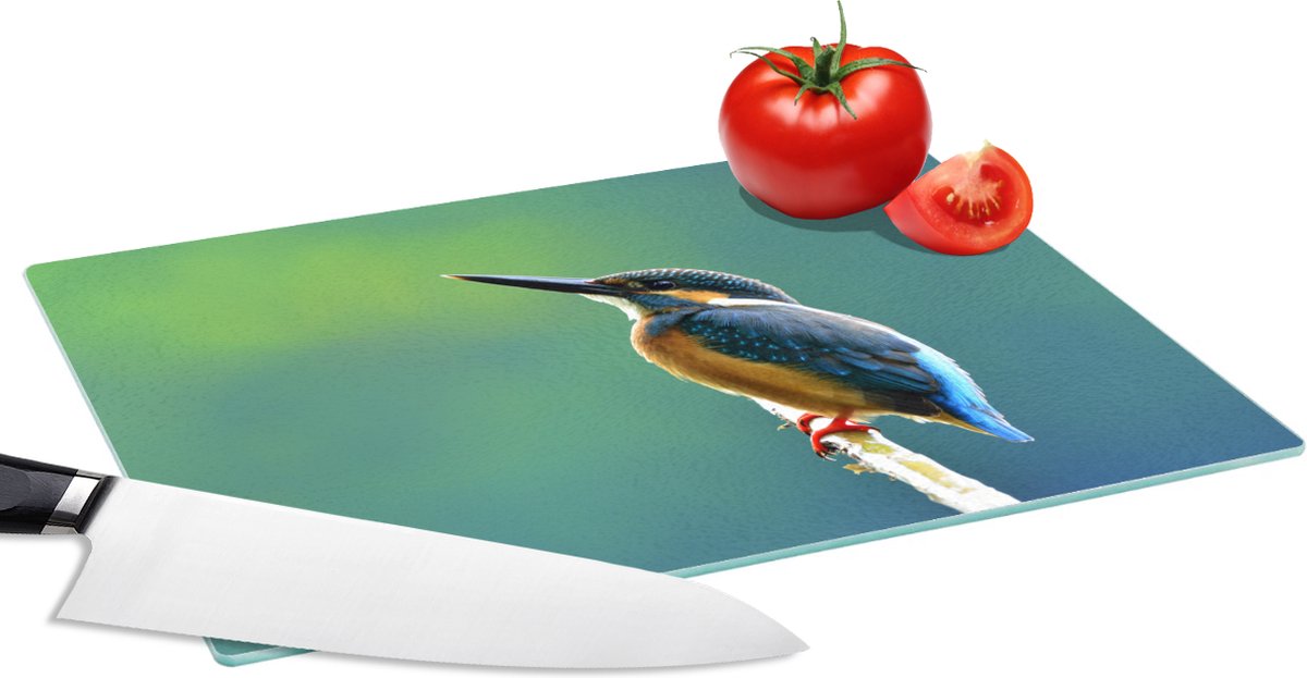 Glazen Snijplank - 28x20 - IJsvogel - Takken - Blauw - Snijplanken Glas