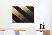 Wanddecoratie Metaal - Aluminium Schilderij Industrieel - Gouden verfstrepen op een zwarte achtergrond - 80x60 cm - Dibond - Foto op aluminium - Industriële muurdecoratie - Voor de woonkamer/slaapkamer