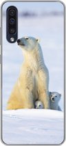 Geschikt voor Samsung Galaxy A50 hoesje - IJsbeer - Sneeuw - Welpen - Siliconen Telefoonhoesje
