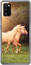 Geschikt voor Samsung Galaxy A41 hoesje - Paarden - Bos - Zon - Siliconen Telefoonhoesje