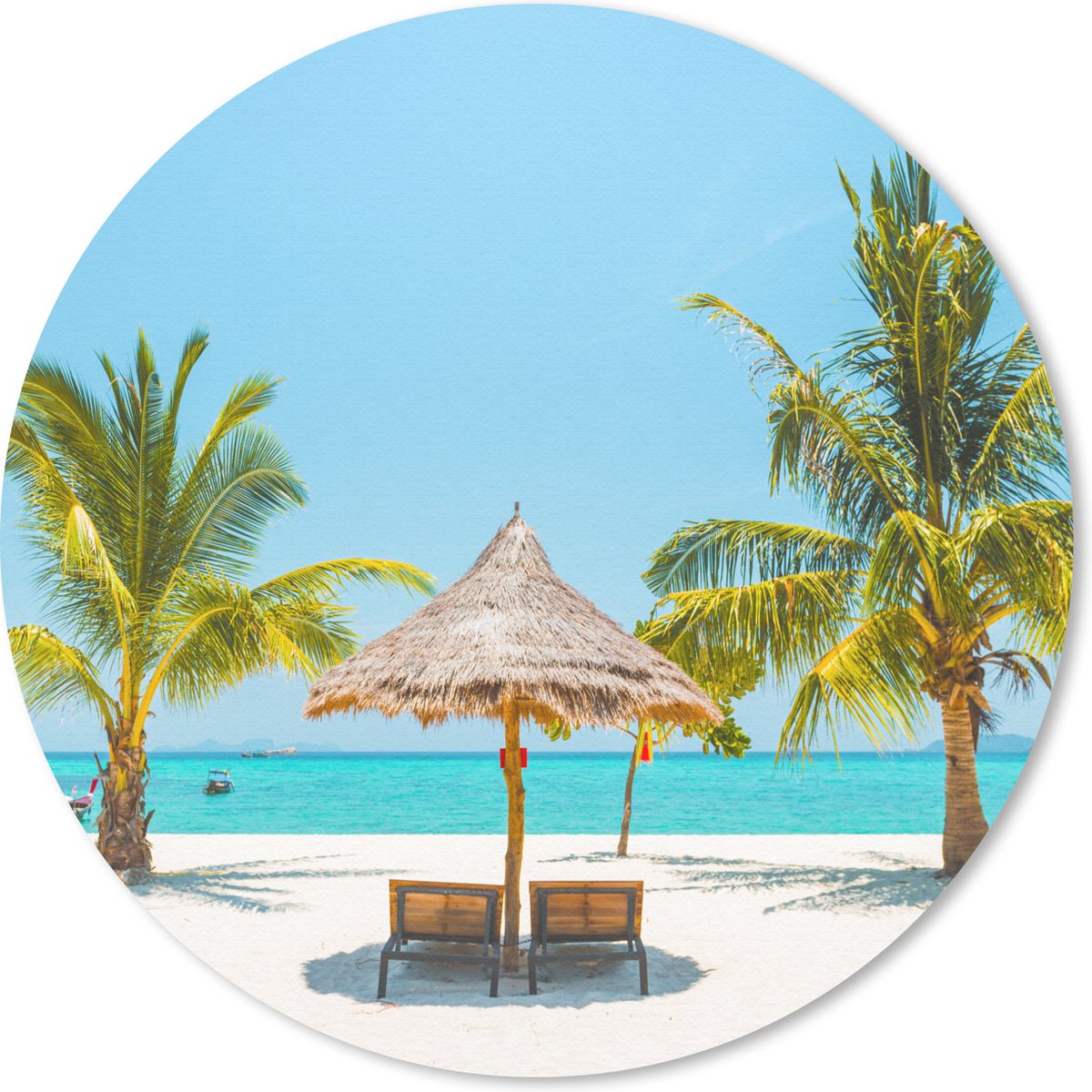 Muismat rond 30x30 cm - Mousepad Strand - Parasol - Palmboom - Ronde muismatten