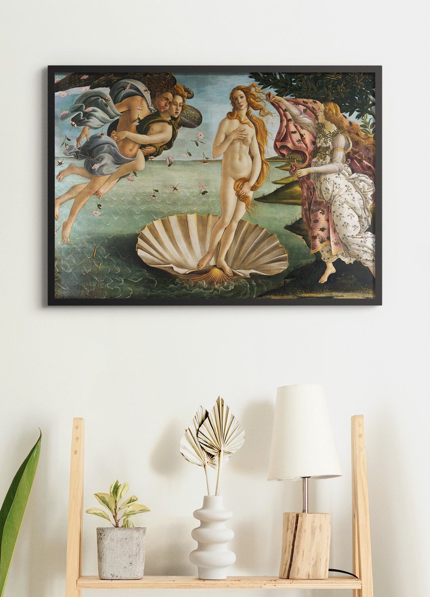 Esque Poster In Zwarte Lijst - De Geboorte van Venus - Sandro Botticelli - Large 50x70 - Renaissance Kunst