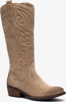 TwoDay suede dames cowboy western laarzen - Beige - Maat 38 - Echt leer