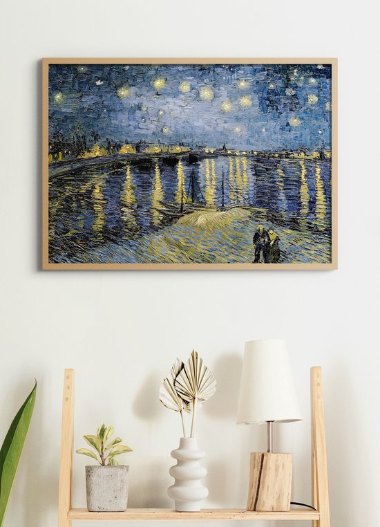 Poster In Houten Lijst - Sterrennacht boven de Rhône – van Gogh – Large  50x70 cm – | bol.com