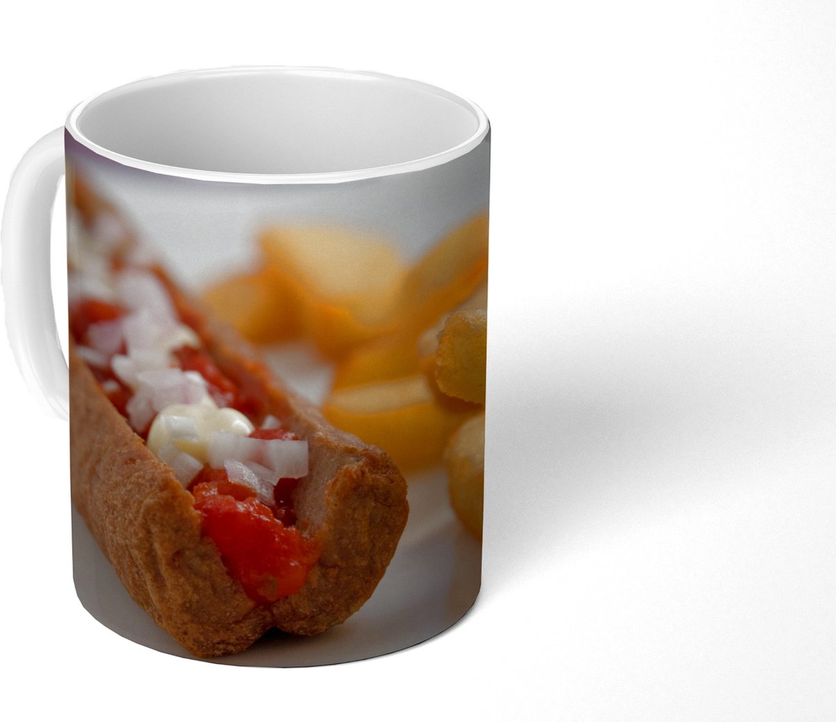 Mok - Koffiemok - Heerlijke frikandel speciaal met patat - Mokken - 350 ML - Beker - Koffiemokken - Theemok