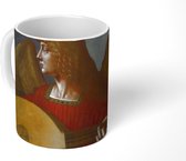 Mok - An angel in red with a lute - Leonardo da Vinci - 350 ML - Beker