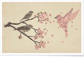 JUNIQE - Poster Blossom Bird -30x45 /Bruin & Ivoor