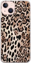 iPhone 13 hoesje siliconen - Luipaard print bruin | Apple iPhone 13 case | TPU backcover transparant