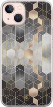 iPhone 13 hoesje siliconen - Grey cubes | Apple iPhone 13 case | TPU backcover transparant