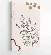 Botanische muur kunst vector set. Foliage line art tekening met abstracte vorm 4 - Moderne schilderijen – Verticaal – 1810924396 - 80*60 Vertical