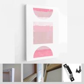 Een trendy set van abstracte roze handgeschilderde illustraties voor wanddecoratie, Social Media Banner, Brochure Cover Design of ansichtkaart achtergrond - Modern Art Canvas - ver