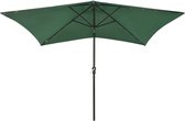 vidaXL Parasol met LED's en stalen paal 2x3 m groen