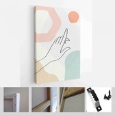 Moderne abstracte kunst botanische kunst aan de muur. Boho. Minimal Art Flower op geometrische vormen achtergrond. Schilderen Muur Foto's Home Room Decor. Abstract Plant Art design