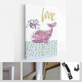 Happy Valentine's Day set kaarten. Handgetekende romantische belettering - Modern Art Canvas - Verticaal - 1627077013