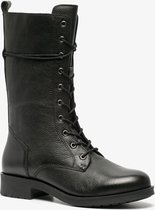 TwoDay hoge dames veterboots - Zwart - Maat 40 - Echt leer