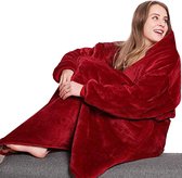Happyment® Oversized hoodie deluxe - Rood - Hoodie deken mouwen - Huggle blanket - Dames - Heren - Kerstcadeau vriendin