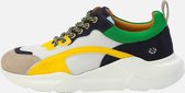 KUNOKA IZZI platform sneaker white yellow multi - Sneakers Dames - maat 36 - Wit Geel Zwart Groen Beige